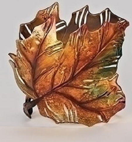 6" Autumn Colored Maple Leaf Metal Thanksgiving Leaf Votive Candle Holder