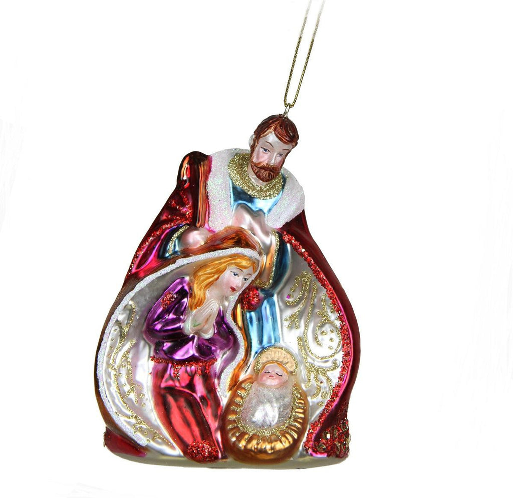 4.75" Christmas Traditions Religious Glass Holy Family Ornament