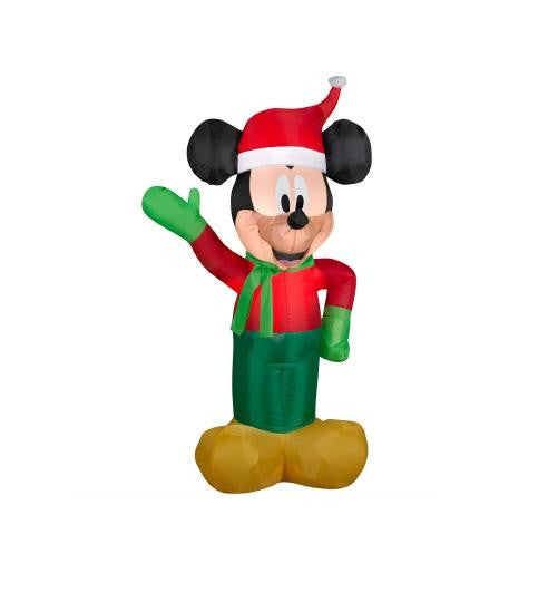 3.5' Inflatable Disney LED Lighted Winter Mickey Mouse Christmas Yard Art Decoration