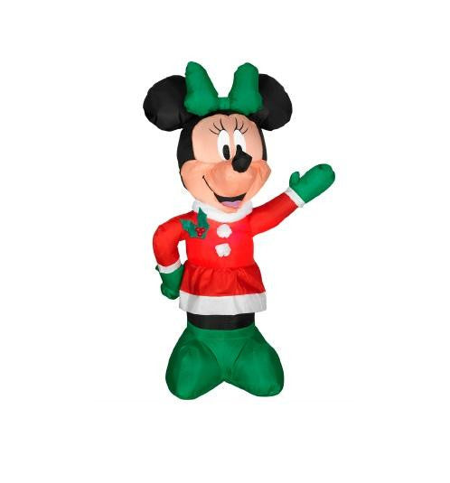 3.5' Inflatable Disney LED Lighted Winter Minnie Mouse Christmas Yard Art Decoration