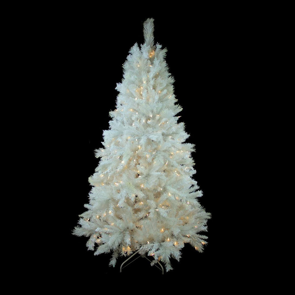 6.5' Pre-Lit Single Plug Medium White Iridescent Pine Artificial Christmas Tree - Multi-Function LED Lights