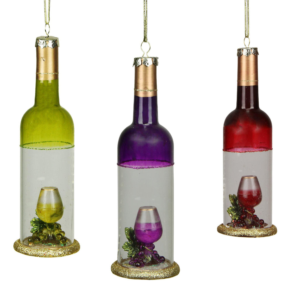 7" Tuscan Winery Purple Transparent Wine Bottle Glass Christmas Ornament