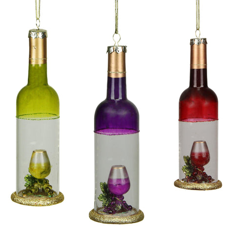 7" Tuscan Winery Purple Transparent Wine Bottle Glass Christmas Ornament