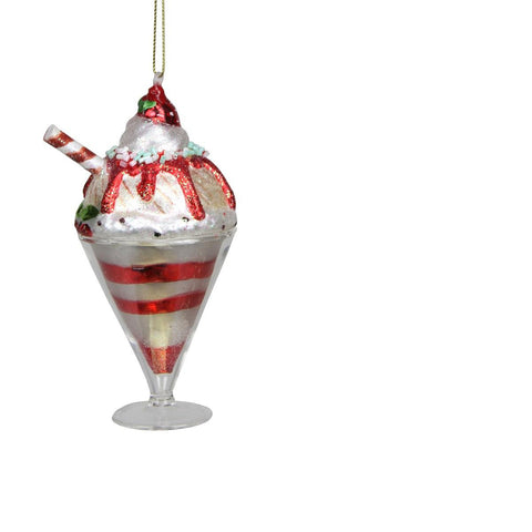 5.25" Glass Strawberry Ice Cream Sundae Christmas Ornament