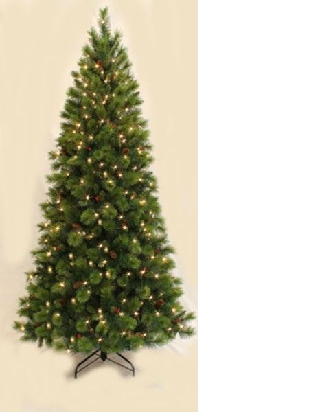 7' Pre-Lit Single Plug Slim Mount Beacon Pine Artificial Christmas Tree - Multi-Function LED Lights