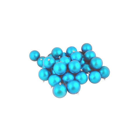 32ct Shatterproof Matte Turquoise Blue Christmas Ball Ornaments 3.25" (80mm)