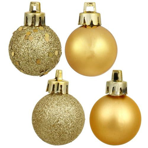 18ct Shatterproof Vegas Gold 4-Finish Christmas Ball Ornaments 1.25" (30mm)