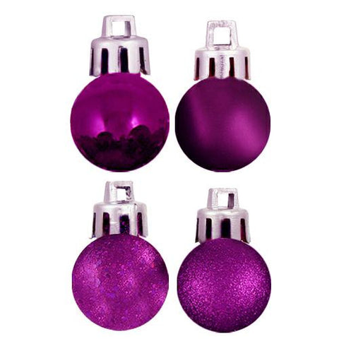 18ct Eggplant Purple 4-Finish Shatterproof Christmas Ball Ornaments 1.25" (30mm)