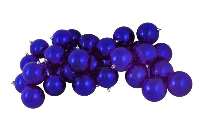 32ct Shatterproof Shiny Royal Blue Christmas Ball Ornaments 3.25" (80mm)