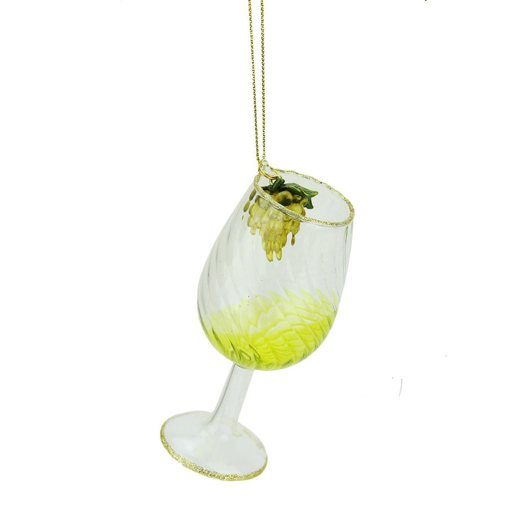 4.25" Tuscan Winery Yellow Wine Glass Christmas Ornament