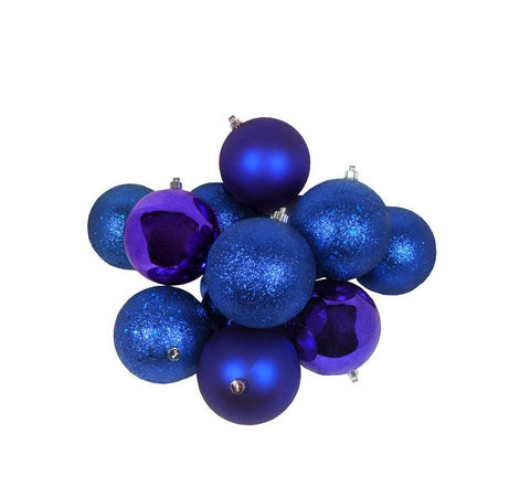 32ct Royal Blue Shatterproof 4-Finish Christmas Ball Ornaments 3.25" (80mm)