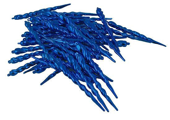 Club Pack of 36 Lavish Blue Shatterproof Icicle Christmas Ornaments 5"