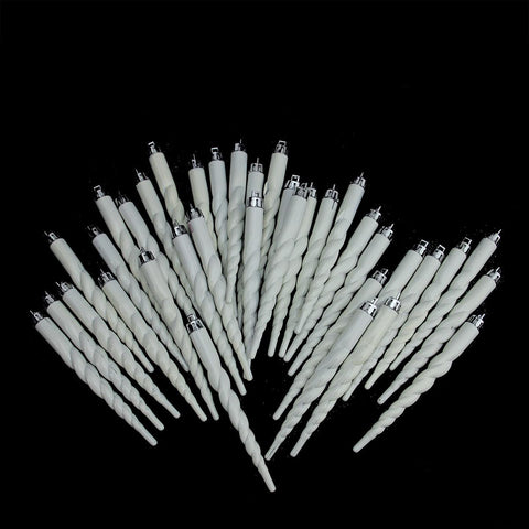 Club Pack of 36 Winter White Shatterproof Icicle Christmas Ornaments 5"