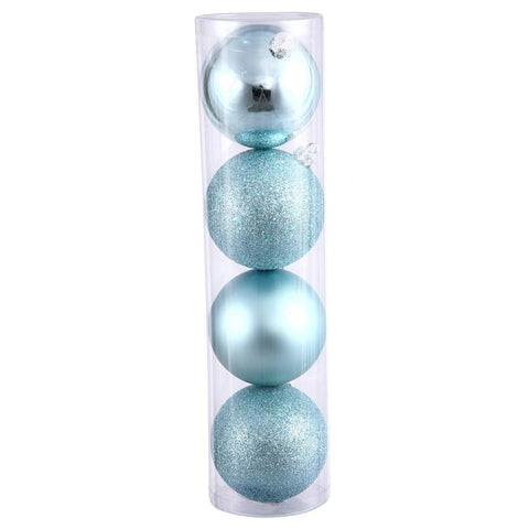 24ct Baby Blue 4-Finish Shatterproof Christmas Ball Ornaments 2.5" (60mm)