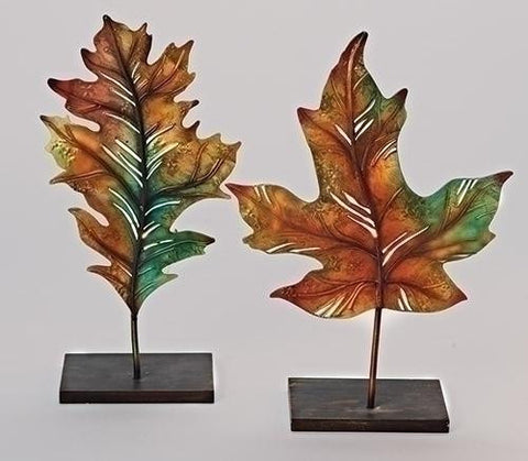 14" Multi-Colored Autumn Harvest Oak Leaf Decorative Votive Candle Holder