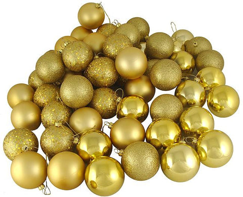 24ct Vegas Gold Shatterproof 4-Finish Christmas Ball Ornaments 2.5" (60mm)