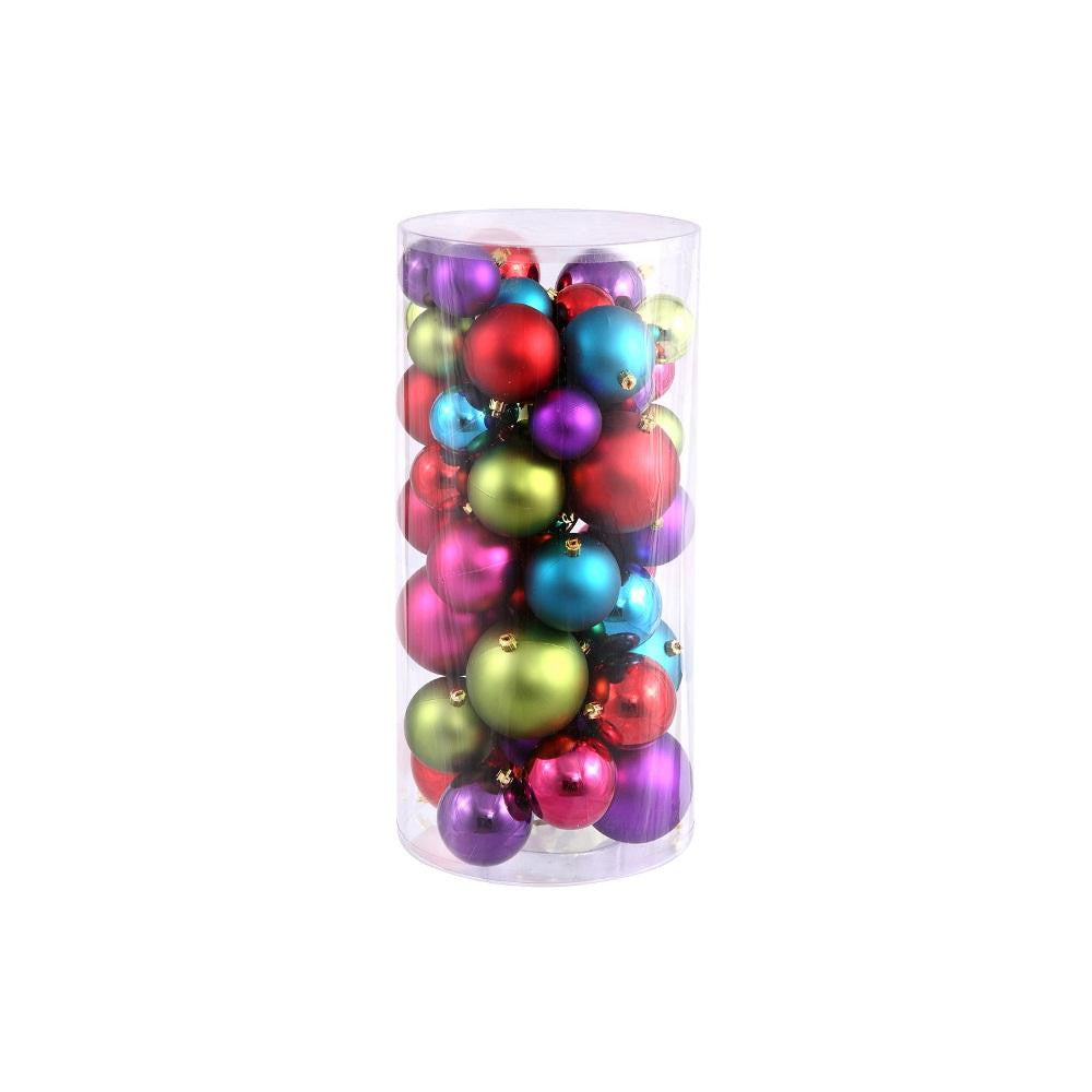 50ct Multi-Color Shiny & Matte Shatterproof Christmas Ball Ornaments 2.4"-3"-4"