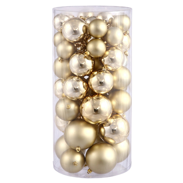 50ct Vegas Gold Shiny and Matte Shatterproof Christmas Ball Ornaments 2.4"-3"-4"