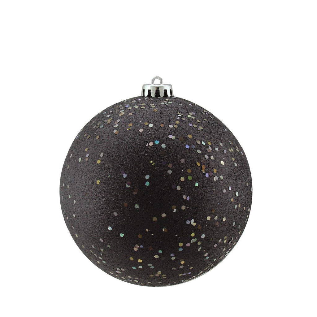 Shatterproof Jet Black Holographic Glitter Christmas Ball Ornament 6" (150mm)