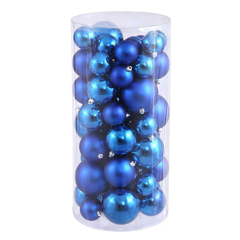 50ct Lavish Blue Shiny & Matte Shatterproof Christmas Ball Ornaments 2.4"-3"-4"