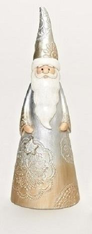 12" Resin Carved Lace Inspired Santa Claus with Star Decorative Christmas Table Top Decoration