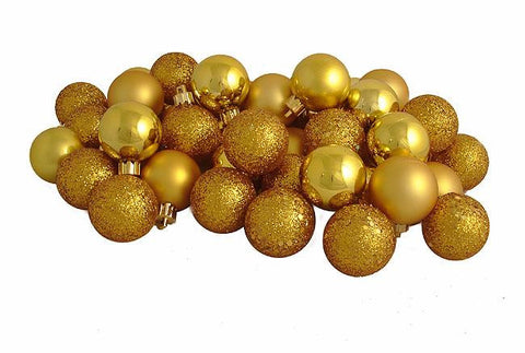 96ct Shatterproof Antique Gold 4-Finish Christmas Ball Ornaments 1.5" (40mm)