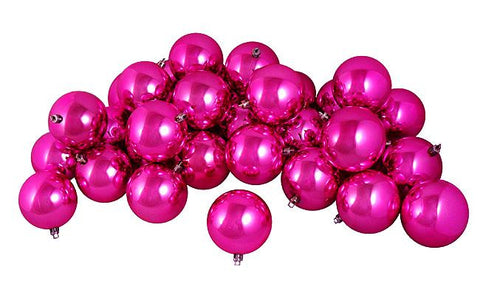 12ct Shiny Pink Magenta Shatterproof Christmas Ball Ornaments 4" (100mm)