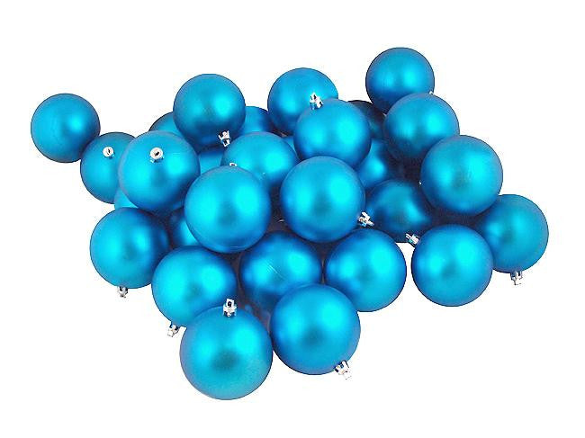 60ct Matte Turquoise Blue Shatterproof Christmas Ball Ornaments 2.5" (60mm)