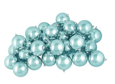 60ct Shiny Mermaid Blue Shatterproof Christmas Ball Ornaments 2.5" (60mm)