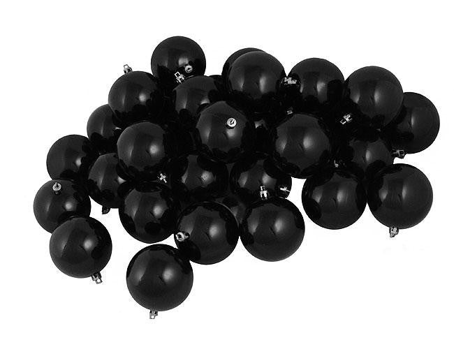 32ct Shatterproof Shiny Jet Black Christmas Ball Ornaments 3.25" (80mm)