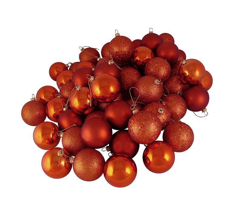 24ct Orange 4-Finish Shatterproof Christmas Ball Ornaments 2.5" (60mm)