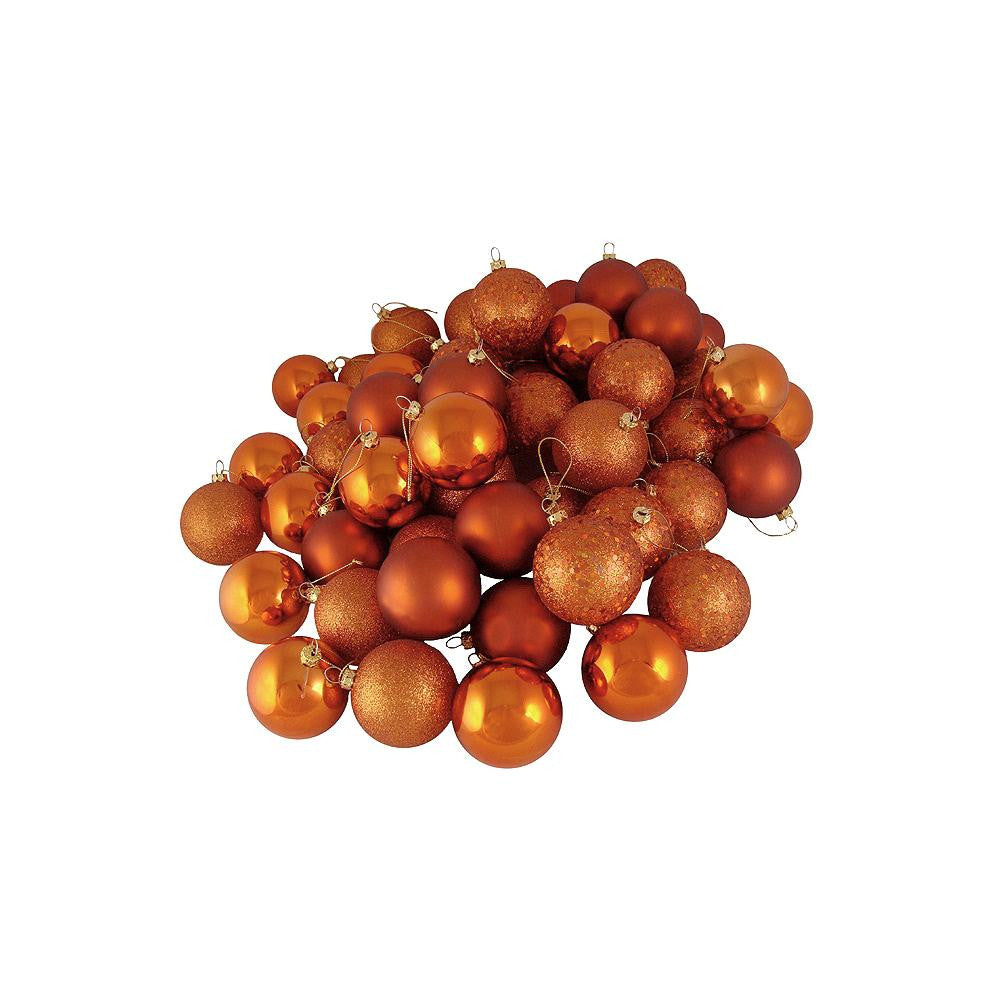 24ct Burnt Orange Shatterproof 4-Finish Christmas Ball Ornaments 2.5" (60mm)