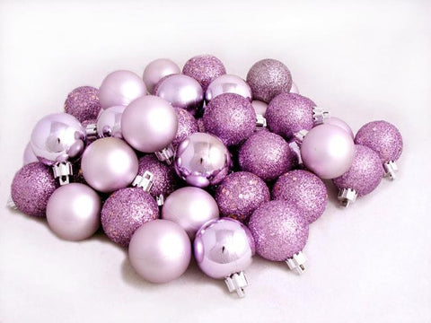 24ct Light Lavender Purple Shatterproof 4-Finish Christmas Ball Ornaments 2.5" (60mm)