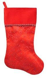 22" Red with Glittering Swirl Design on Sheer Organza Christmas Stocking