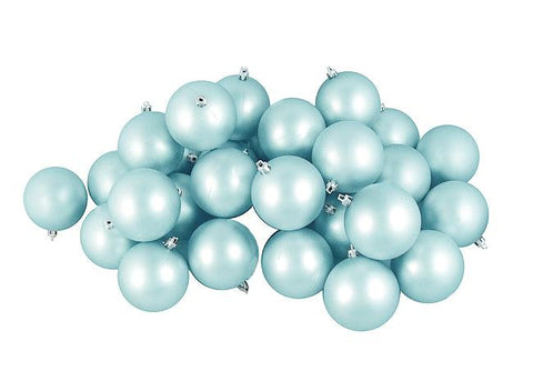 32ct Shatterproof Matte Mermaid Blue Christmas Ball Ornaments 3.25" (80mm)