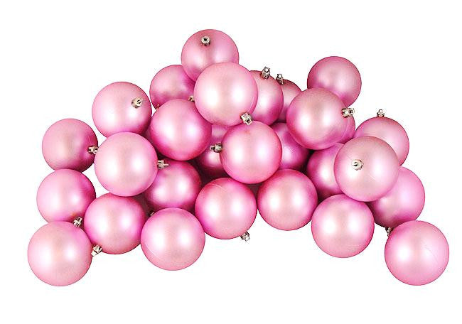 12ct Shatterproof Matte Bubblegum Pink Christmas Ball Ornaments 4" (100mm)