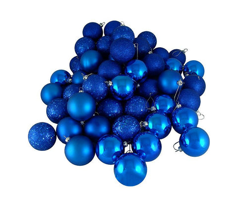 16ct Lavish Blue Shatterproof 4-Finish Christmas Ball Ornaments 3" (75mm)