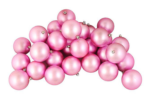 32ct Shatterproof Matte Bubblegum Pink Christmas Ball Ornaments 3.25" (80mm)