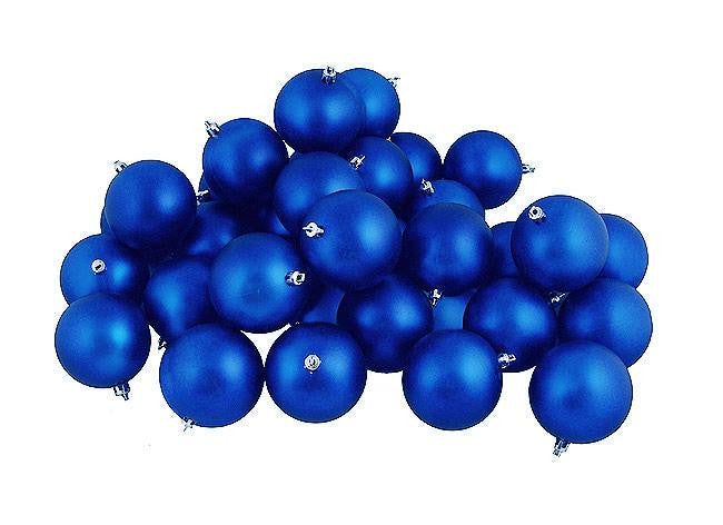 32ct Shatterproof Matte Lavish Blue Christmas Ball Ornaments 3.25" (80mm)