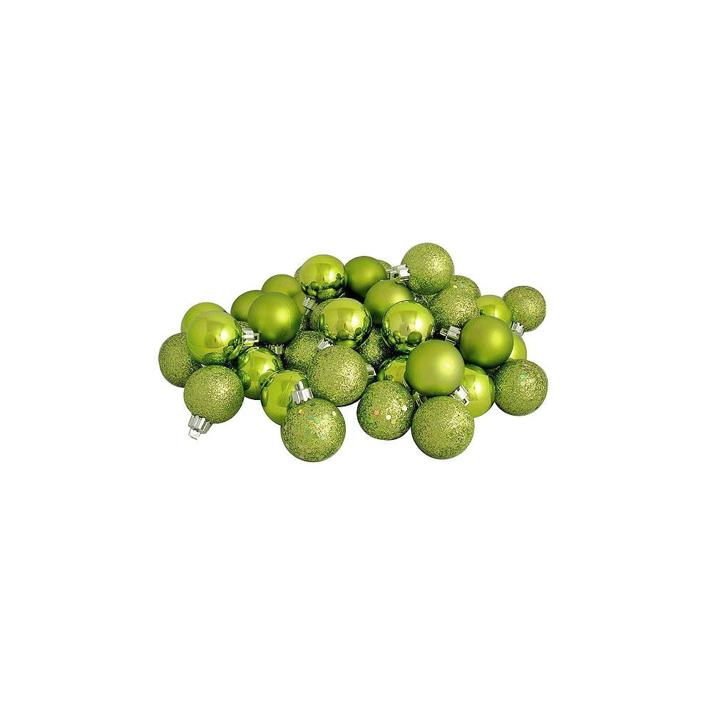 24ct Green Kiwi Shatterproof 4-Finish Christmas Ball Ornaments 2.5" (60mm)