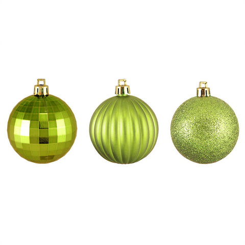 100ct Green Kiwi 3-Finish Shatterproof Christmas Ball Ornaments 2.5" (60mm)