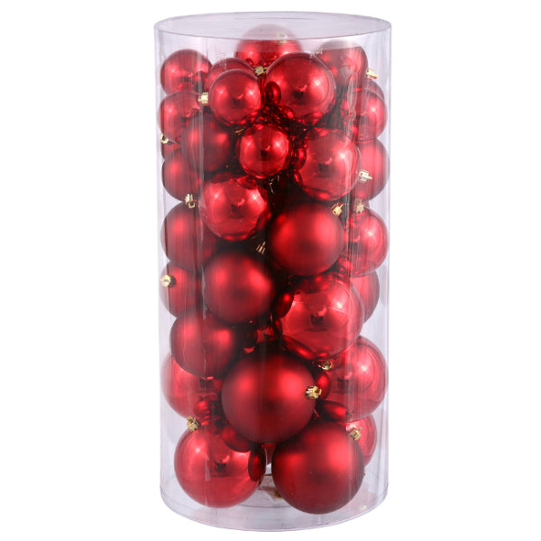 50ct Red Hot Shiny & Matte Shatterproof Christmas Ball Ornaments 2.4"-3"-4"