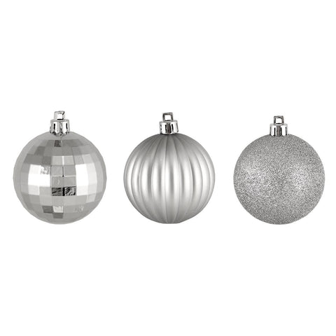 100ct Silver Splendor 3-Finish Shatterproof Christmas Ball Ornaments 2.5" (60mm)