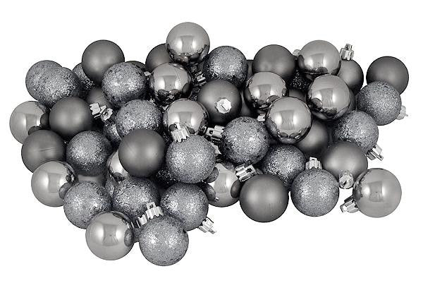 24ct Gunmetal Gray Shatterproof 4-Finish Christmas Ball Ornaments 2.5" (60mm)