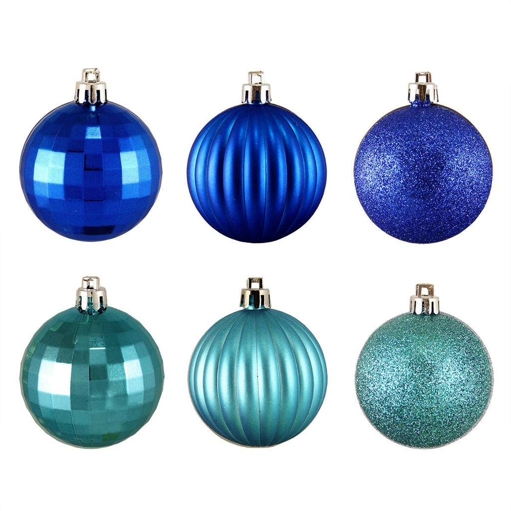 100ct Peacock Blue 3-Finish Shatterproof Christmas Ball Ornaments 2.5" (60mm)