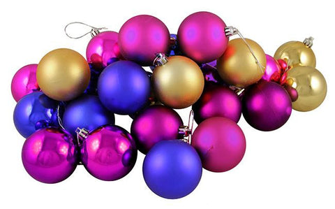 24ct Matte & Shiny Vibrant Multi Shatterproof Christmas Ball Ornaments 2.5" (60mm)