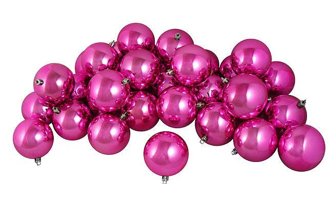 32ct Shiny Magenta Pink Shatterproof Christmas Ball Ornaments 3.25" (80mm)