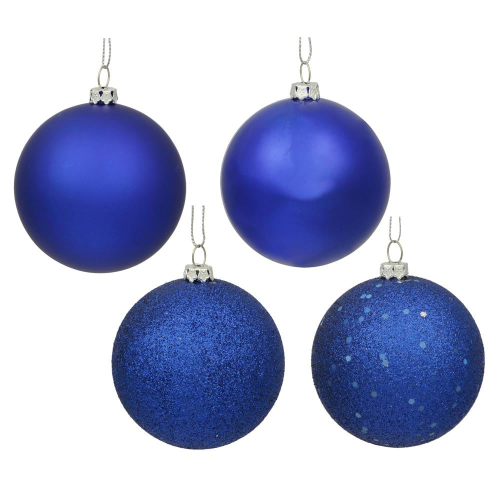 16ct Cobalt Blue Shatterproof 4-Finish Christmas Ball Ornaments 3" (75mm)