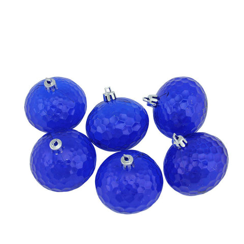 6ct Blue Transparent Shatterproof Hammered Disco Ball Christmas Ornaments 2.5" (60mm)