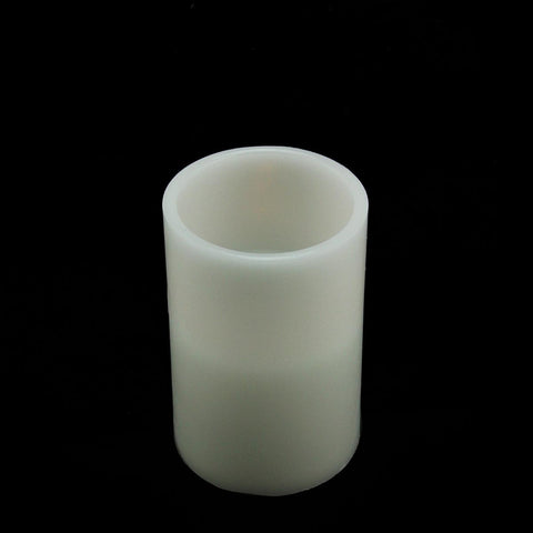 6" White Battery Operated Flameless LED Lighted Flickering Wax Christmas Pillar Candle